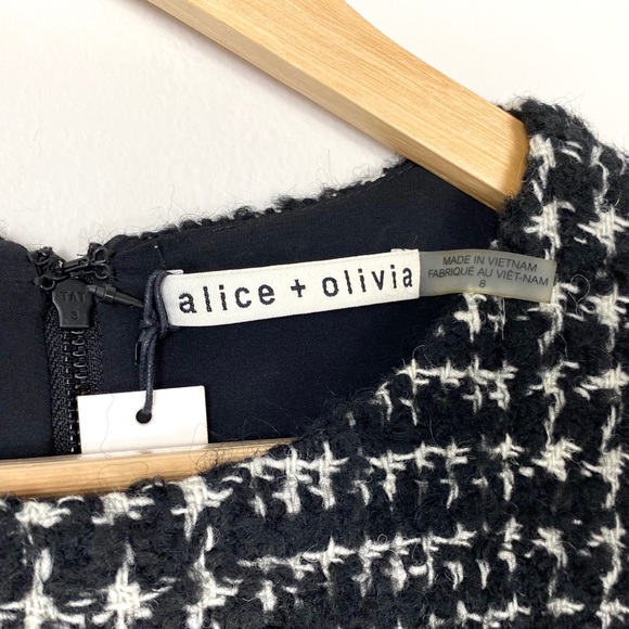 NWT ALICE + OLIVIA Clyde Pattern Mix Wool Blend Shift Mini Dress Sz 8 - Picture 5 of 11